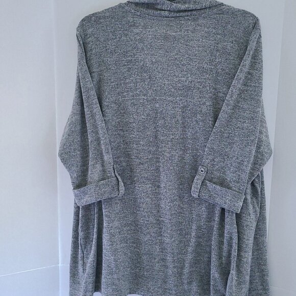 FADDED GLORY HEATHER GREY COMBO CARDIGAN MOCK LAYERED BLOUSE PLUS SZ 3X(22W-24W) - Picture 5 of 7